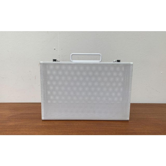 Postmodern White Perforated Metal Briefcase, 1980s For Sale - Image 12 of 18