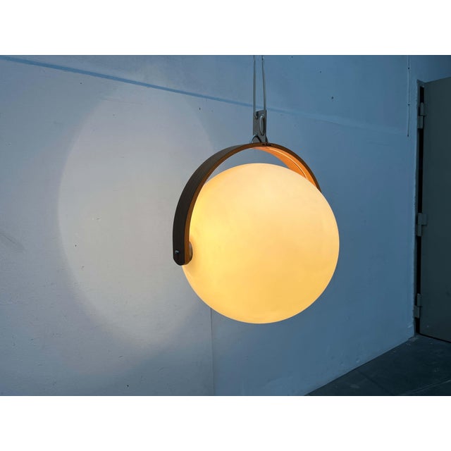 Mid-Century Modern Mid-Century Modern Swiss Space Age Plastic and Plywood Pendant Lamp from Temde, 1960s For Sale - Image 3 of 18