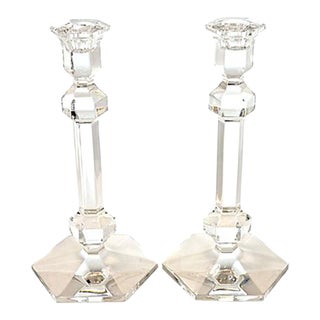 Val St. Lambert Candleholders – a Pair For Sale
