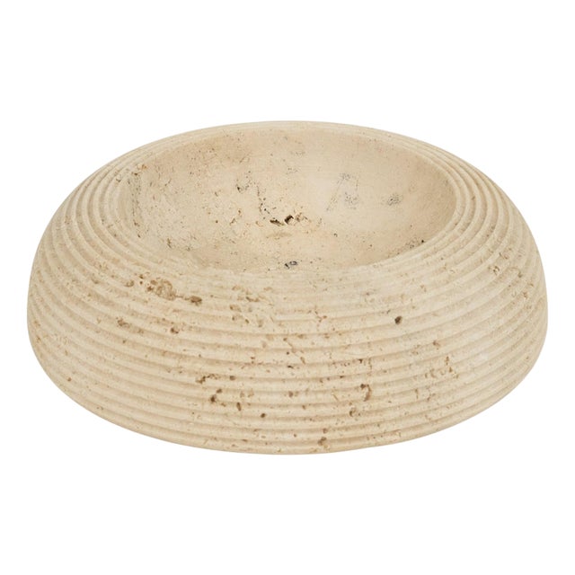 Mid-Century Round Ashtray or Vide-Poche in Travertine attributed to Up & Up, Italy, 1970s For Sale