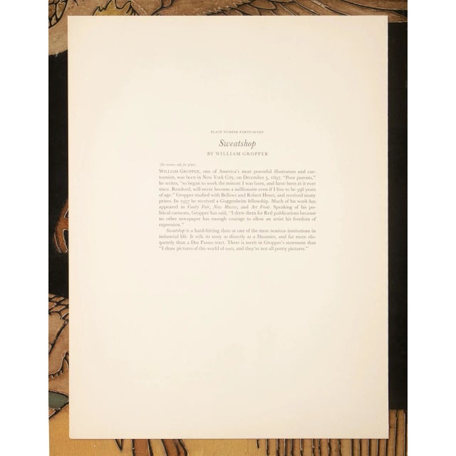 Paper 1939 After William Gropper "Sweatshop", First Edition Period Offset Lithograph For Sale - Image 7 of 9