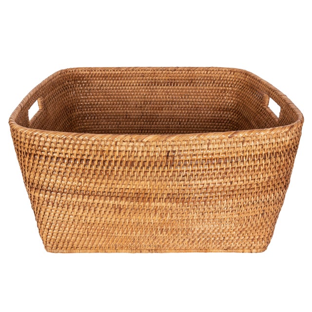 2020s Artifacts Saboga Home Family Basket with Cutout Handle in Honey Brown For Sale - Image 5 of 13