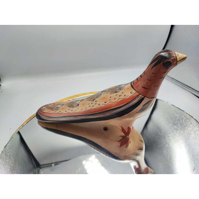 Ceramic figurine, 1960s, Mexican Tonala bird, dimensions height 14.2 cm, width 26.5 cm, depth 8.1 cm.