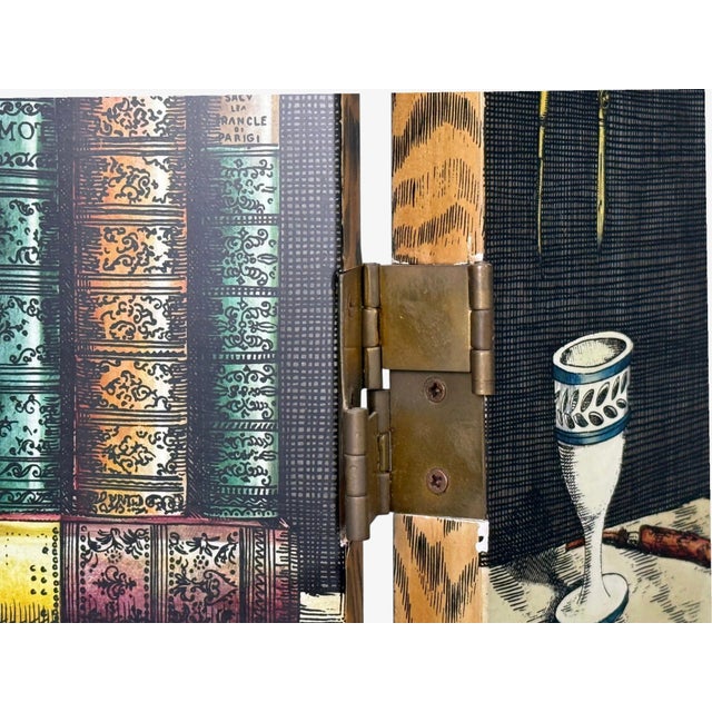 1990s Piero Fornasetti, Rare Trompe L’Oeil “Libri” Four-Panel Folding Screen, Italy, 1999 For Sale - Image 5 of 10