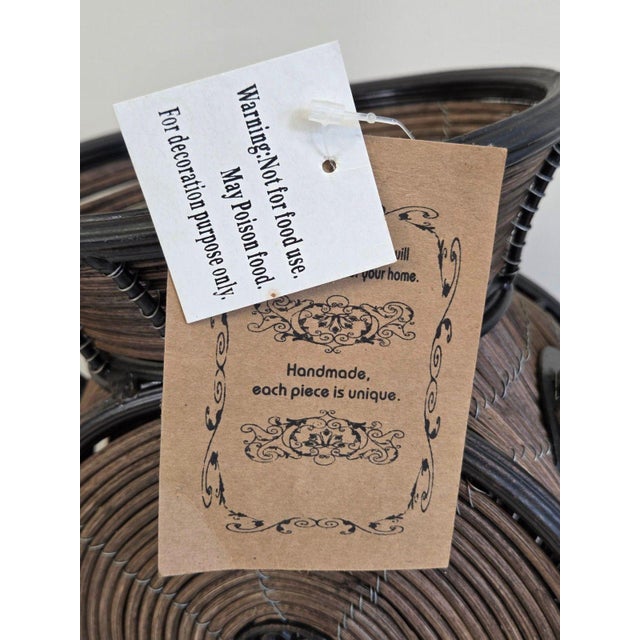 Vintage World Market Handmade Wicker & Metal Teapot Basket NWT 2000-2015 Era For Sale In Panama City, FL - Image 6 of 6