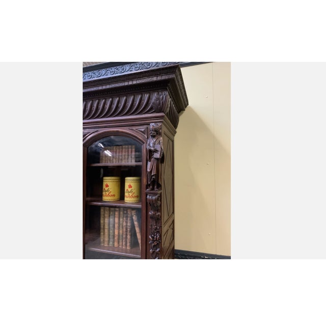 Brown Antique Neo-Renaissance Bookcase, 1870 For Sale - Image 8 of 14