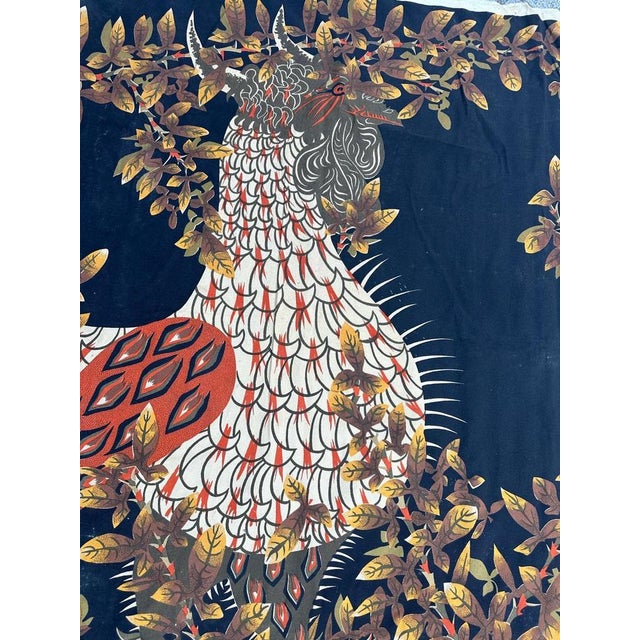 Textile French Hand Printed Rooster Tapestry by Lurçat For Sale - Image 7 of 14