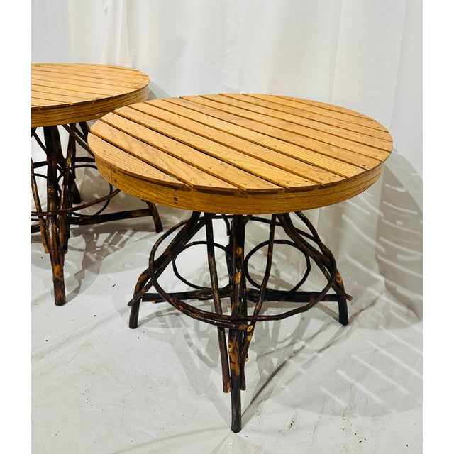 Late 20th Century Pair of Adirondack Twig Side Tables With Rustic Bentwood Bases For Sale - Image 4 of 7