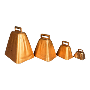 Vintage Copper Farmhouse Cow Bells - Set of 4