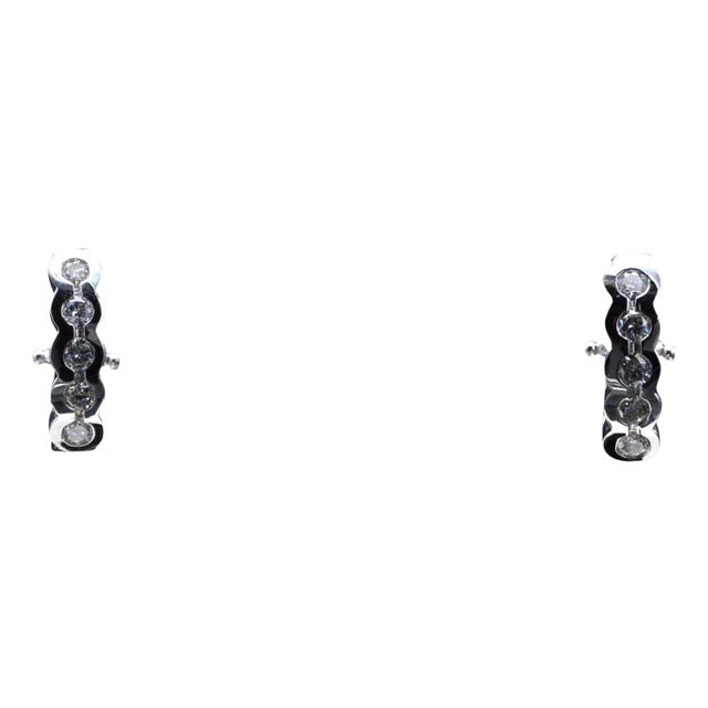 The Aubudon: Bezel Set Diamond Cerceau Earrings, 2 Pieces For Sale