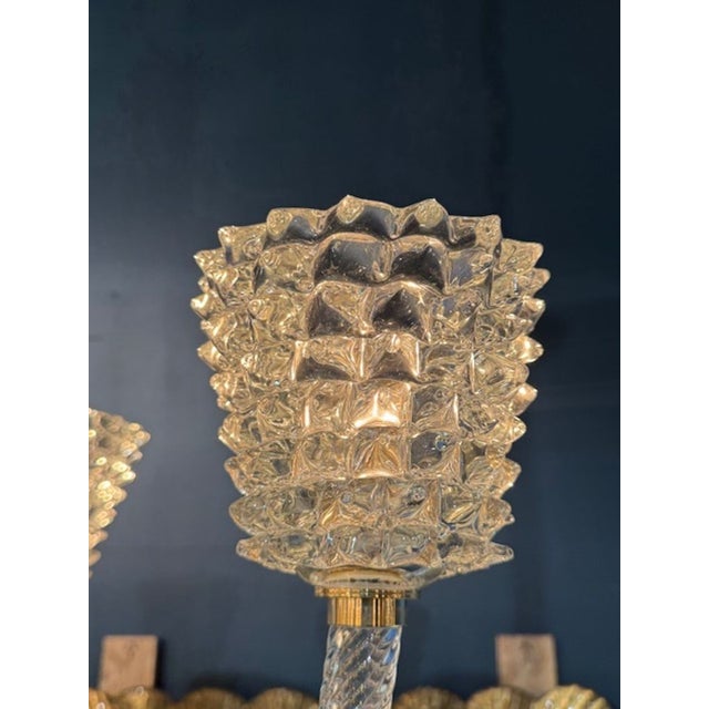 Elegant 10 Arm "Rostrado" Murano Glass Chandelier After Barovier For Sale - Image 4 of 6