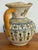 Rustic European Early 20th Century Spanish Hand Painted Blue and Yellow Pottery Pitcher Jug For Sale - Image 3 of 10