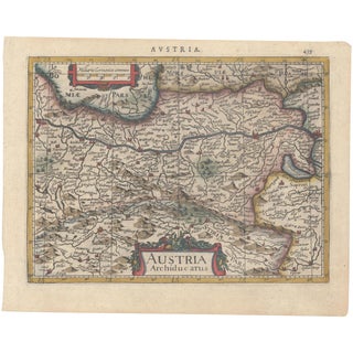 Hand-Colored Map of Eastern Austria with Vienna by Jansson for Mercator, 1634 For Sale