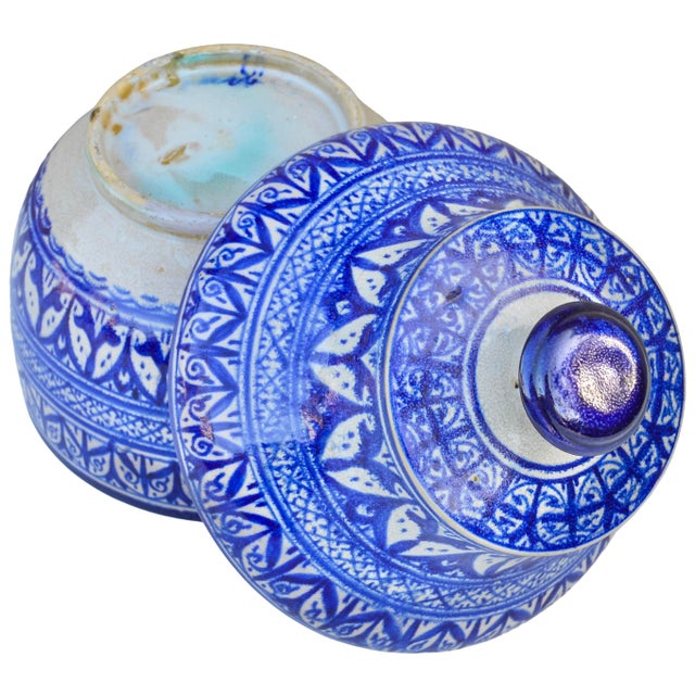 Early 20th Century Handcrafted Blue Moorish-Patterned Ceramic Art Vase For Sale - Image 12 of 13