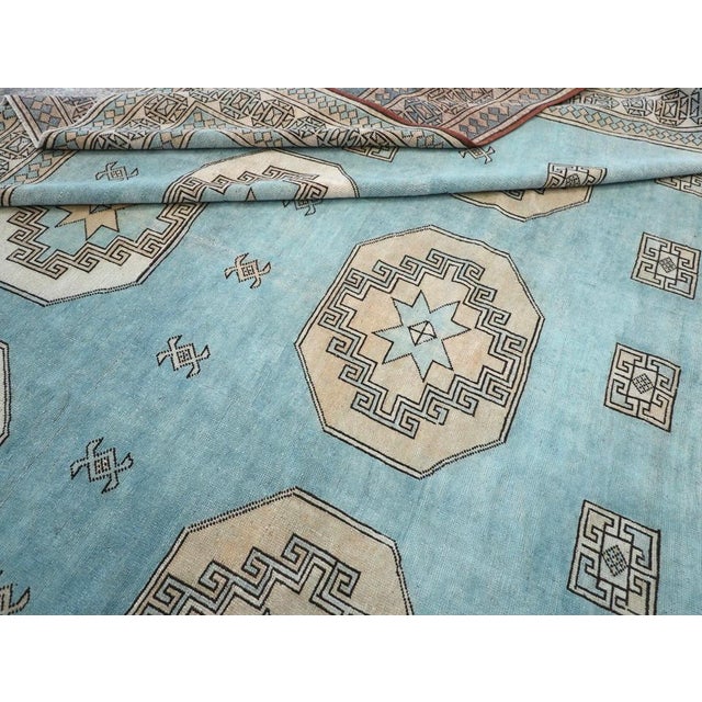 Sky Blue Galerie Shabab Collection Mid-20th Century Turkish Oushak Large Room Size Carpet For Sale - Image 8 of 8