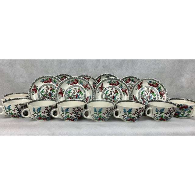 Off-white Indian Tree Pattern Cups & Saucers by Wood’s Burslem, England - Service for 8 For Sale - Image 8 of 8