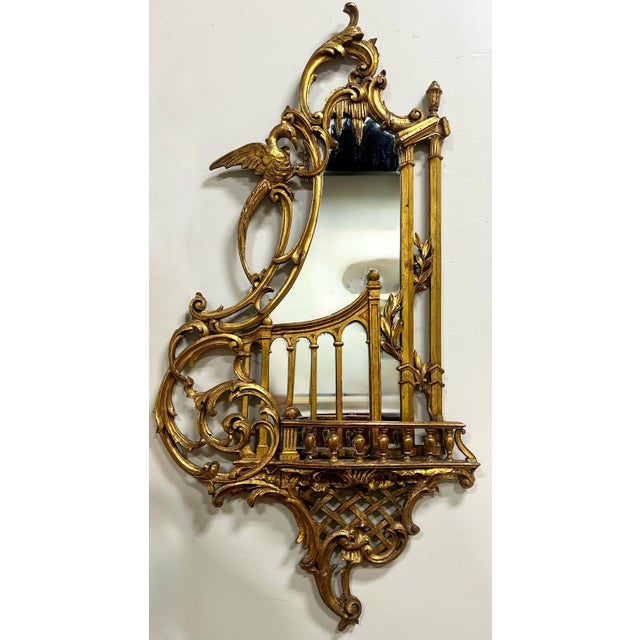 Chippendale Italian Georgian Chinese Chippendale Style Giltwood Wall Mirrors - 51 in S/2 For Sale - Image 3 of 6
