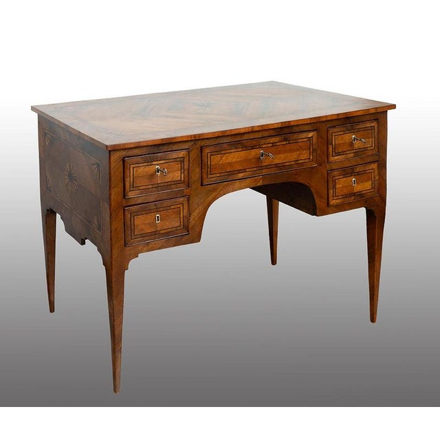 Antique Louis XVI Neapolitan Center-of-the-Room Desk in Walnut Burl, 18th Century For Sale - Image 6 of 6