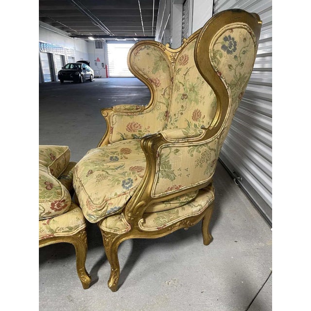 Cream Late 19th Century Louis XV Style Carved Giltwood Duchesse Brisee - 2 Pieces For Sale - Image 8 of 13