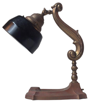 Danish Art Nouveau Patinated Copper & Brass Table Lamp, 1920s