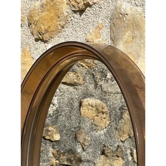 Mid-Century Round Smoked Acrylic Mirror, 1970s For Sale - Image 4 of 18