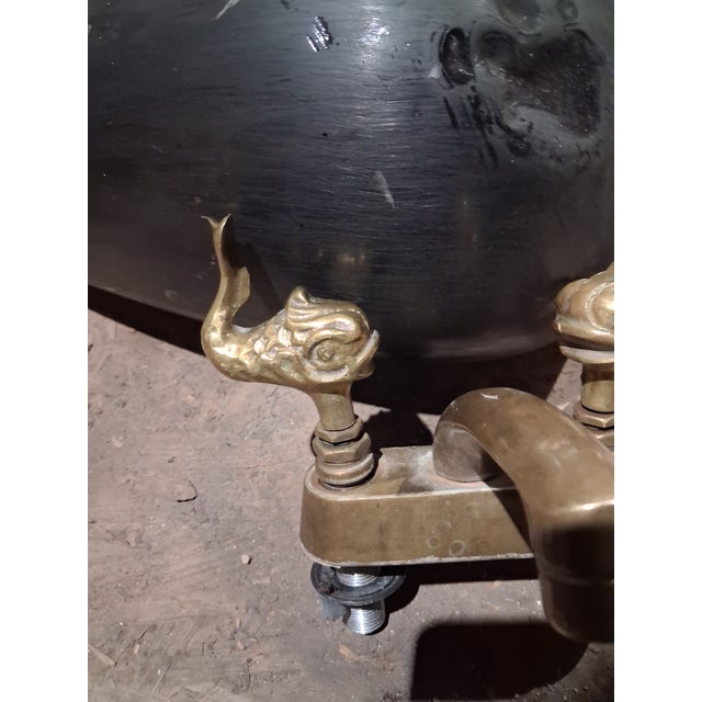Contemporary Pair of 1950s Solid Brass, Very Detailed, Mythological Coi Faucet Handles For Sale - Image 3 of 4