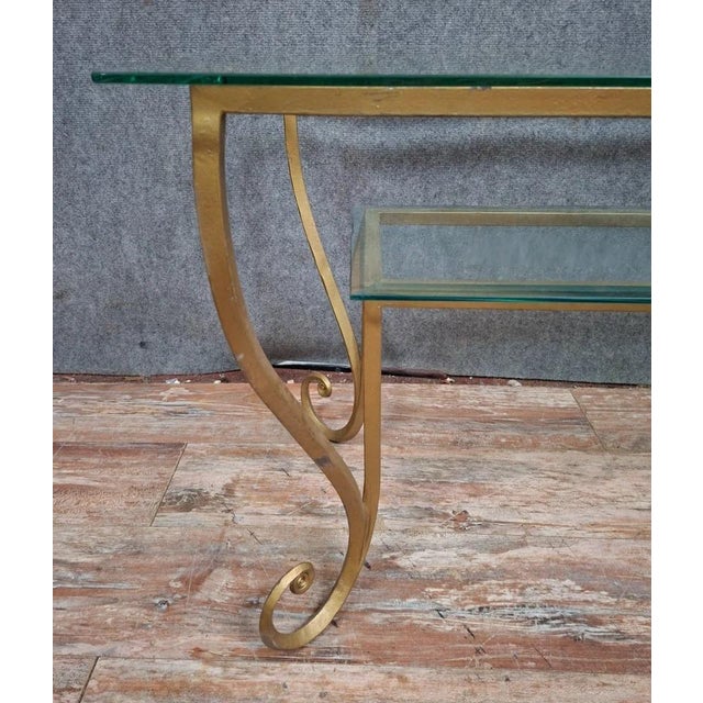 Coffee Table in Brass and Engraved Glass in the style of Mjansen, 1970s For Sale - Image 4 of 6