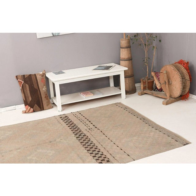 Mid 20th Century Vintage Washed Out Embroidered Rug For Sale In Los Angeles - Image 6 of 7