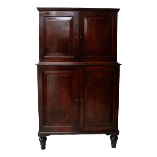 Early Victorian Teak Campaign Military Stationary Cupboard, 1840s, Set of 2 For Sale