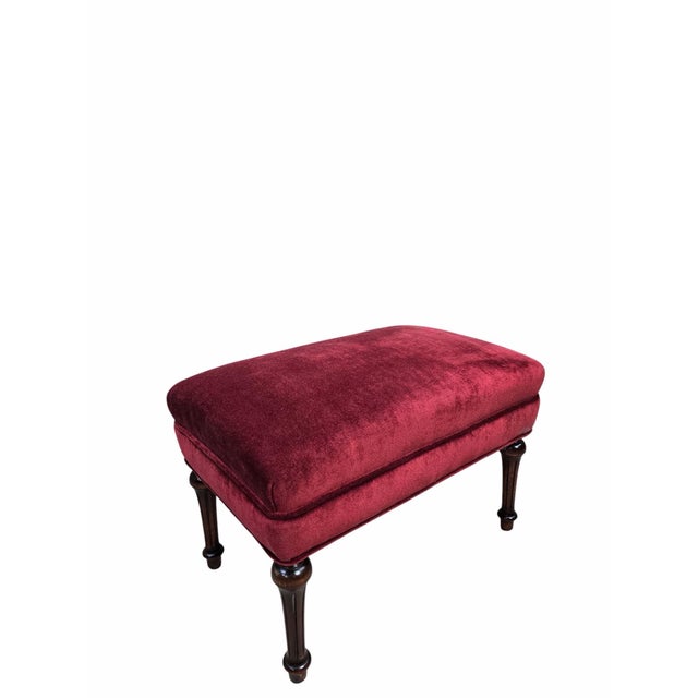 Late 19th Century French Napoleon III Button-Tufted Lounge Chair & Ottoman in Original Red Velvet For Sale - Image 12 of 12