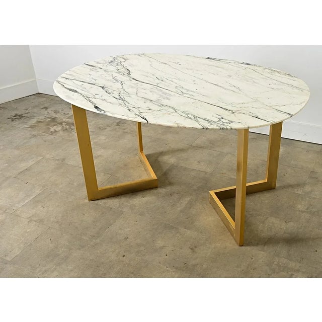 French Modern Oval Marble Dining Table For Sale - Image 4 of 12