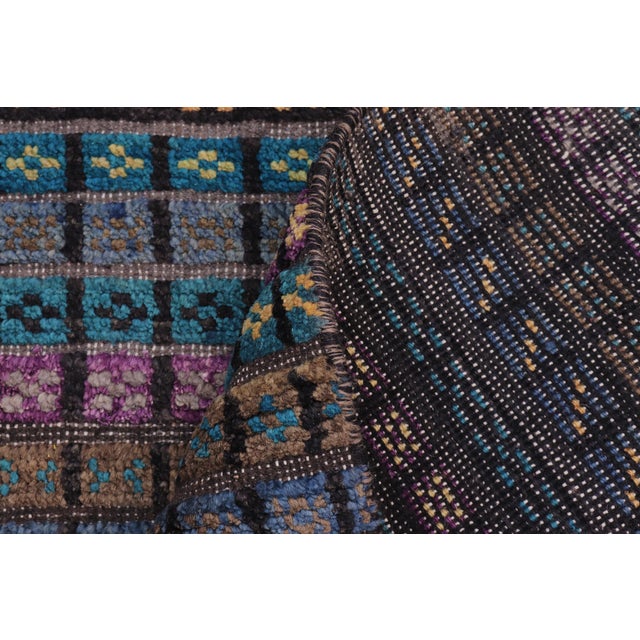 Textile Rustic Abstract Black/Blue High Low Wool Rug - 2'11'' X 5'2'' For Sale - Image 7 of 9