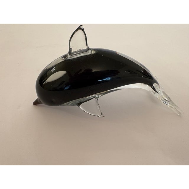Murano Murano Hand Blown Glass Vintage Orca Sculpture For Sale - Image 4 of 4