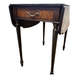 Vintage Mahogany Pembroke Dropleaf Table With Rope Turned Legs For Sale