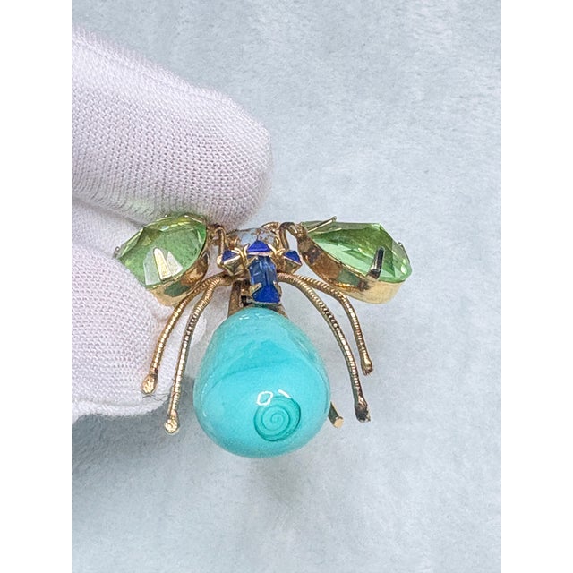 Attributed Schreiner Mid Century Insect Brooch Reverse Set Rhinestones Fly Bug For Sale - Image 10 of 14