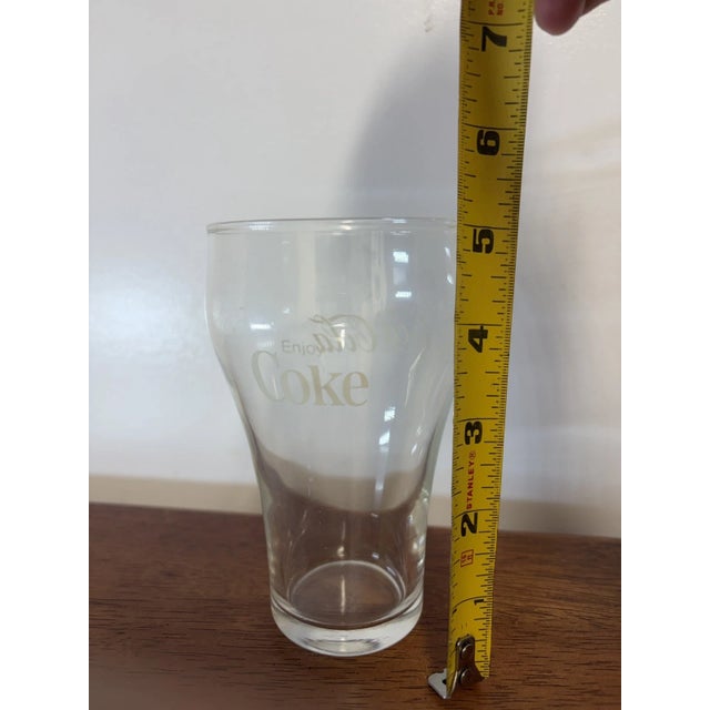 1980s Coca-Cola Contour Drinking Glasses Clear Coke Logo Tumblers Collectible - Set of 4 For Sale - Image 9 of 9