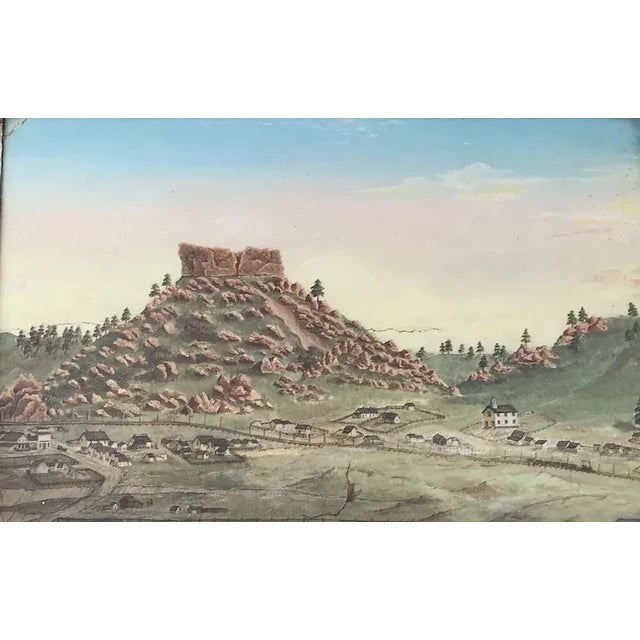 Brown 19th Century Folk Art American West Colorado Landscape Oil Painting For Sale - Image 8 of 10