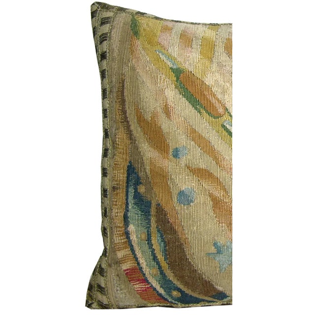 Traditional Ca.1700 Antique Brussels Tapestry Pillow 19'' X 14'' For Sale - Image 3 of 6