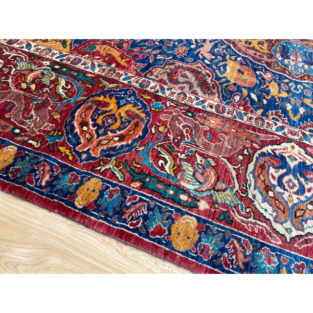 Vintage Kashan Shikargah Hunting Rug For Sale - Image 9 of 16