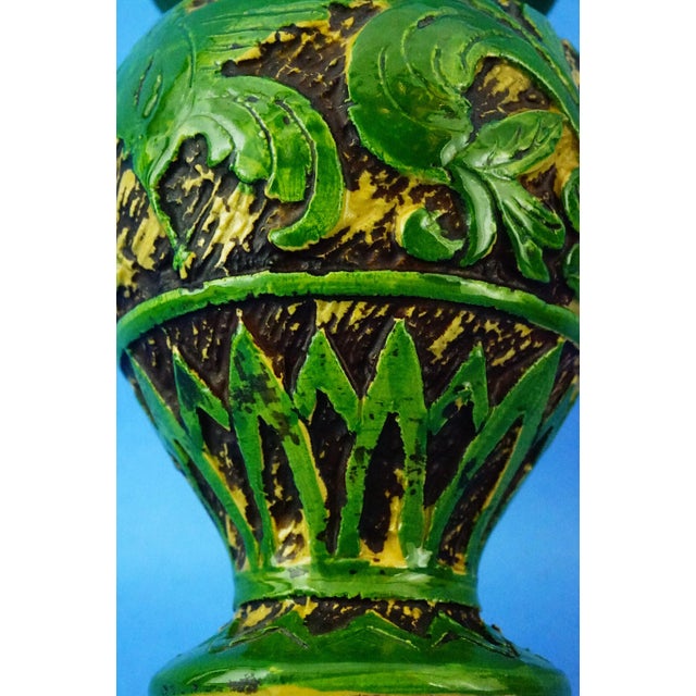 Antique Green Neo-Renaissance Vases in Relief by Vincenzo Corrente, 1890s, Set of 2 For Sale - Image 18 of 18