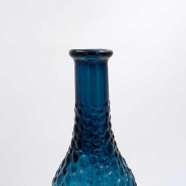 Mid-Century Modern Italian Genie Bottle in Blue Empoli Glass, 1960s For Sale - Image 10 of 12