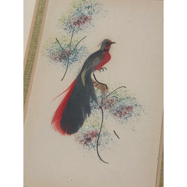 Late 20th Century Framed Chinoiserie Style Bird Painting- A Pair For Sale - Image 10 of 11