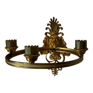 Antique 19th Century French Gilt Bronze Empire Style Three Light Wall Sconce With Lion Mask