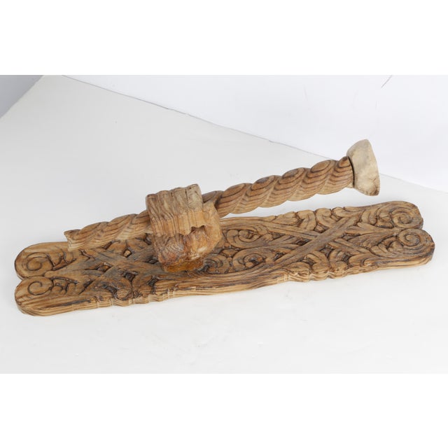 Lights Vintage Hand-Carved Wooden Wall Candle Holder | Folk Art Rustic Architectural Wall Sculpture For Sale - Image 7 of 16
