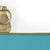 Aqua enamel wall frame trimmed in textured gold, holds 4 x 4 photo . 11.5h x 8.5w x .8d