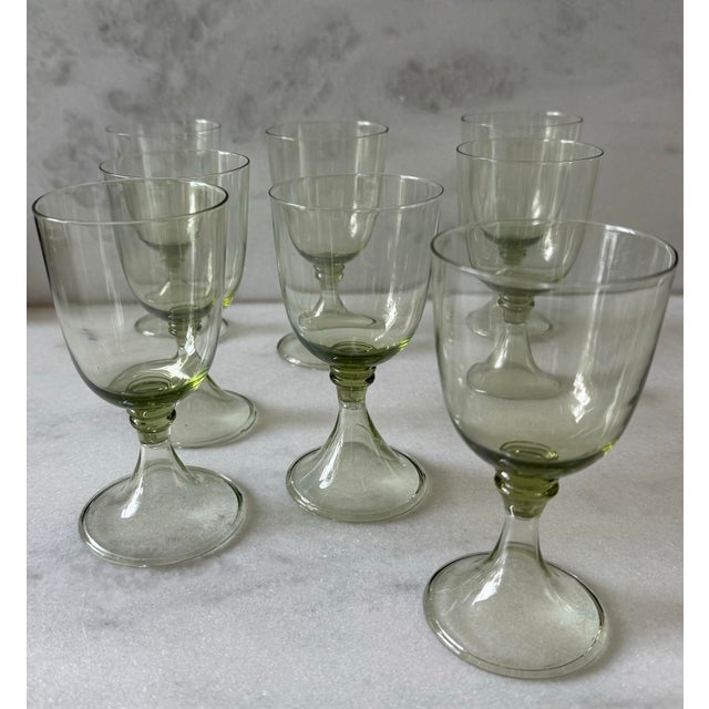 Glass Set of 4 Juliska Green Blown Glass Wine Goblets For Sale - Image 7 of 10