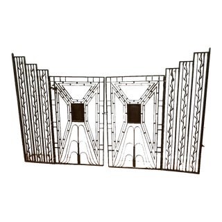Art Deco Wrought Iron Gates - a Pair For Sale