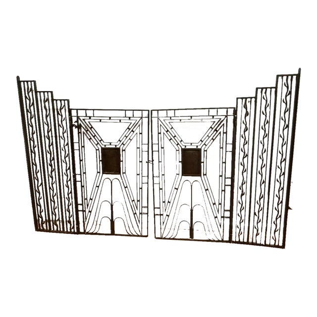 Art Deco Wrought Iron Gates - a Pair For Sale