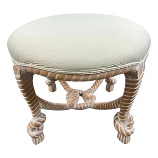 French Napoleon III Style Faux Rope Stool or Ottoman by Cugini Lanzani For Sale