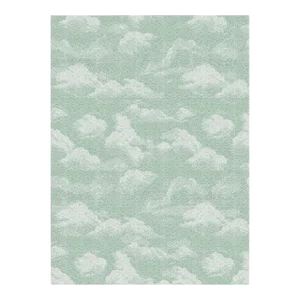 Cumulus Cloud Tibetan Hand-Knotted Wool Area Rug by Kevin Francis in Mint Green 4 x 6